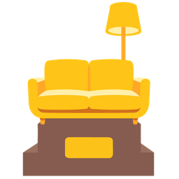 couch and lamp and trophy