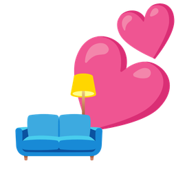 couch and lamp and two hearts