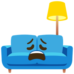 couch and lamp and weary face