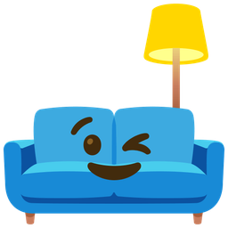 Couch and lamp and Winking face