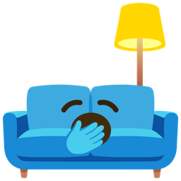 couch and lamp and yawning face