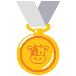 Cow face and 1st place medal