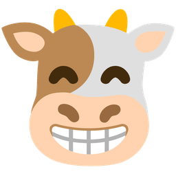 Cow face and Beaming face with smiling eyes