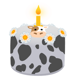 cow face and birthday cake