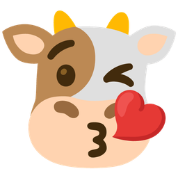 Cow face and Face blowing a kiss