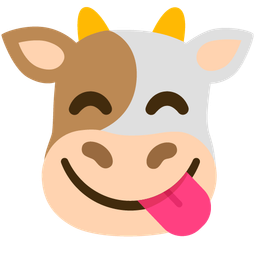 Cow face and Face savoring food