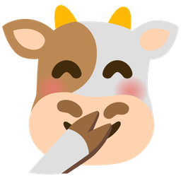 Cow face and Face with hand over mouth