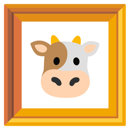 Cow face and Framed picture