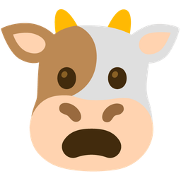 Cow face and Frowning face with open mouth