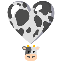 cow face and heart exclamation