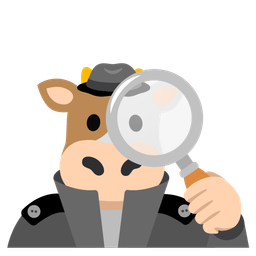 Cow face and Magnifying glass tilted right