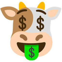 Cow face and Money-mouth face