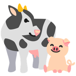 Cow face and Pig face