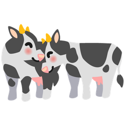 cow face and revolving hearts