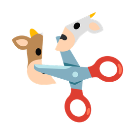 Cow face and Scissors