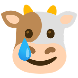 Cow face and Smiling face with tear