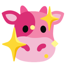 Cow face and Sparkling heart