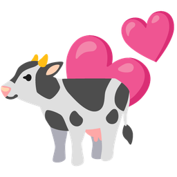 Cow face and Two hearts