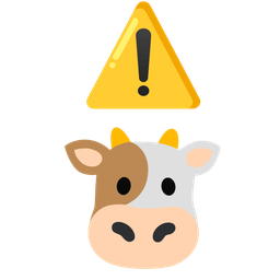 Cow face and Warning