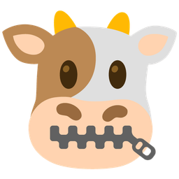 Cow face and Zipper-mouth face