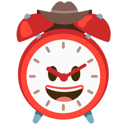 cowboy hat face and alarm clock