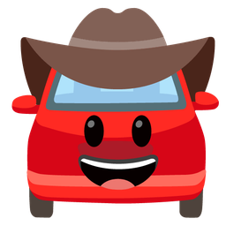 cowboy hat face and automobile