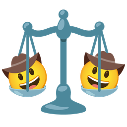 cowboy hat face and balance scale