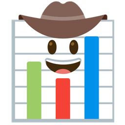 cowboy hat face and bar chart