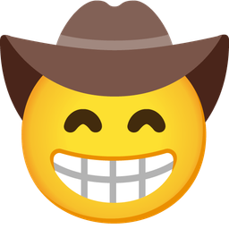 Cowboy hat face and Beaming face with smiling eyes