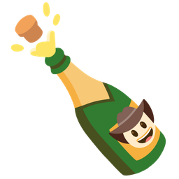 cowboy hat face and bottle with popping cork