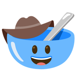 cowboy hat face and bowl with spoon