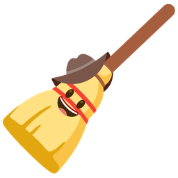 cowboy hat face and broom