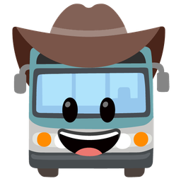 cowboy hat face and bus