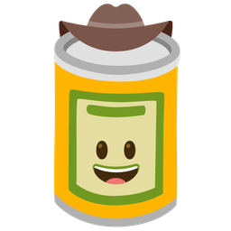 cowboy hat face and canned food