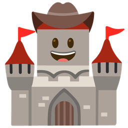 cowboy hat face and castle