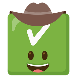 cowboy hat face and check mark button