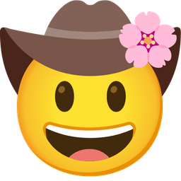cowboy hat face and cherry blossom
