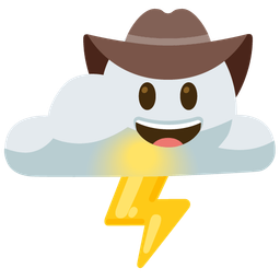 cowboy hat face and cloud with lightning