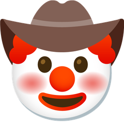 cowboy hat face and clown face