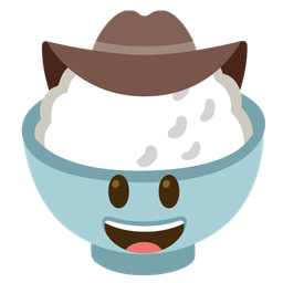 cowboy hat face and cooked rice