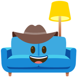 cowboy hat face and couch and lamp