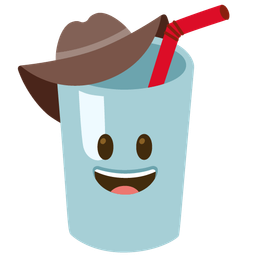 cowboy hat face and cup with straw