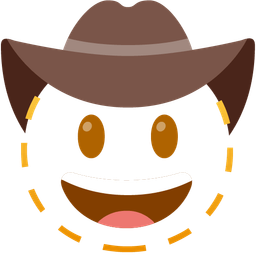 cowboy hat face and dotted line face