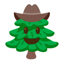 cowboy hat face and evergreen tree