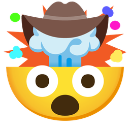 cowboy hat face and exploding head
