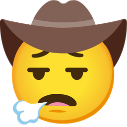 cowboy hat face and face exhaling