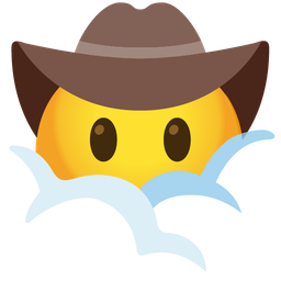 cowboy hat face and face in clouds