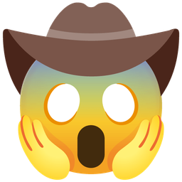 cowboy hat face and face screaming in fear
