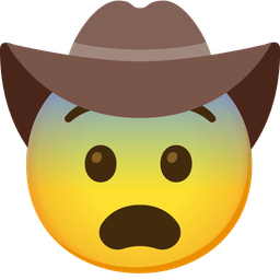 cowboy hat face and fearful face