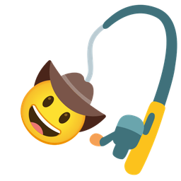cowboy hat face and fishing pole